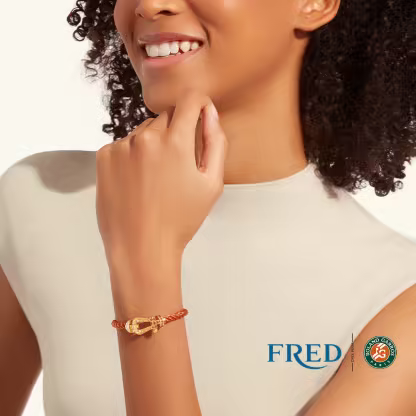 FORCE 10 BRACELET #FREDXROLANDGARROS LARGE MODEL 18K YELLOW GOLD DIAMOND PAVED AND COLORED STONES