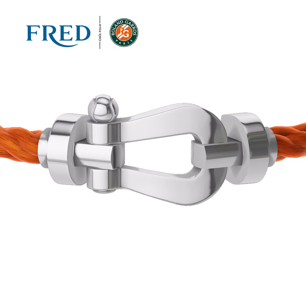 FORCE 10 BRACELET #FREDXROLANDGARROS LARGE MODEL 18K WHITE AND ONE MANDARIN GARNET