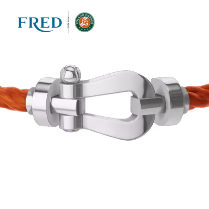 FORCE 10 BRACELET #FREDXROLANDGARROS LARGE MODEL 18K WHITE AND ONE MANDARIN GARNET