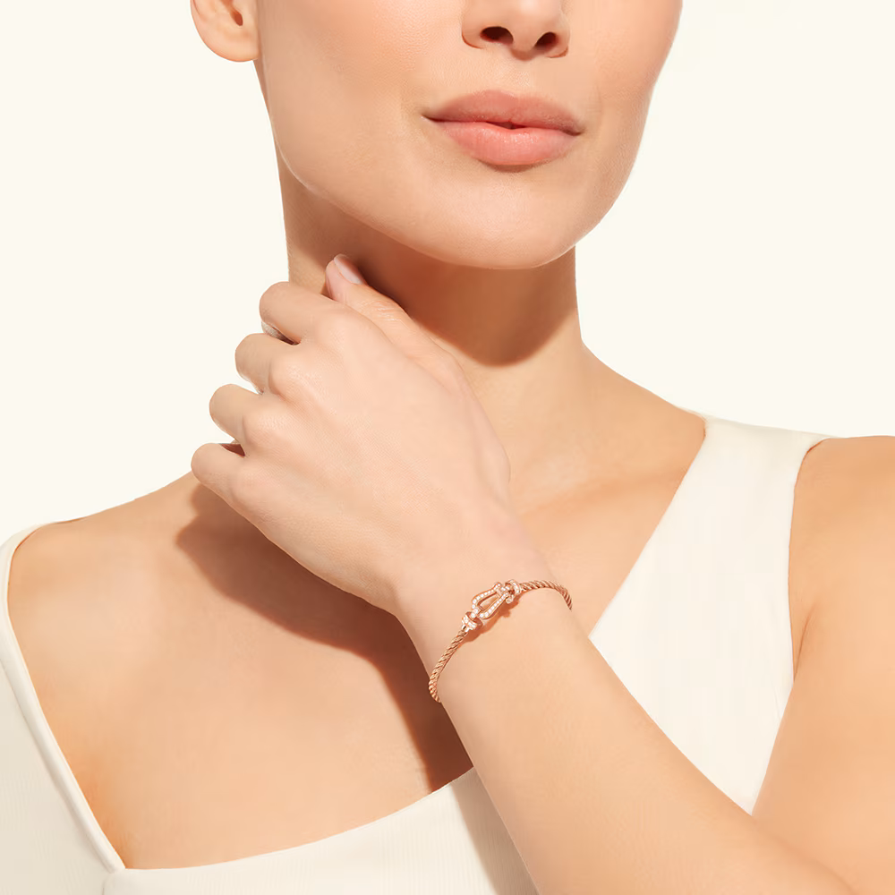 FORCE 10 BRACELET 18K PINK GOLD AND DIAMONDS MEDIUM MODEL