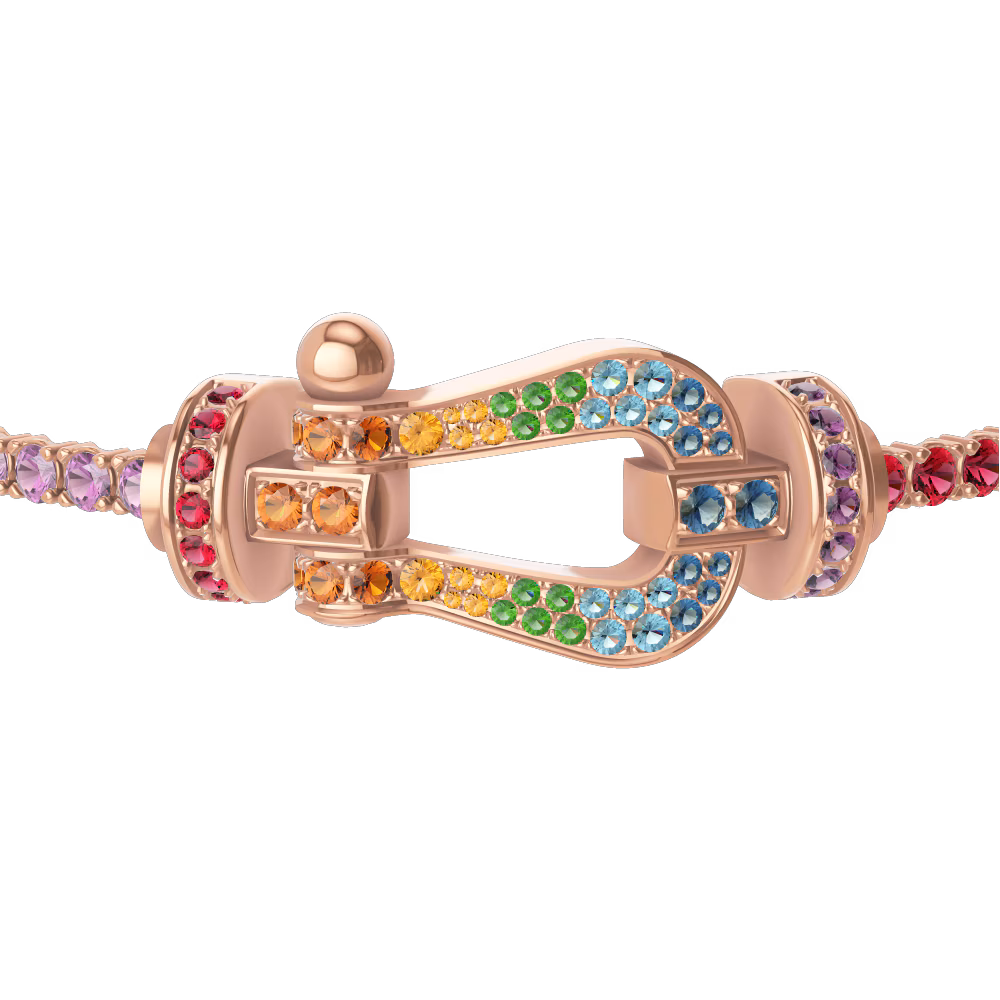 FORCE 10 BRACELET 18K PINK GOLD AND COLORED STONES LARGE MODEL