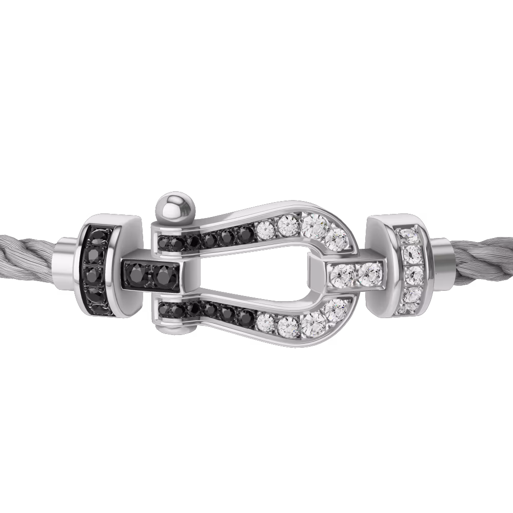 FORCE 10 BRACELET 18K WHITE GOLD AND BLACK AND WHITE DIAMONDS MEDIUM MODEL