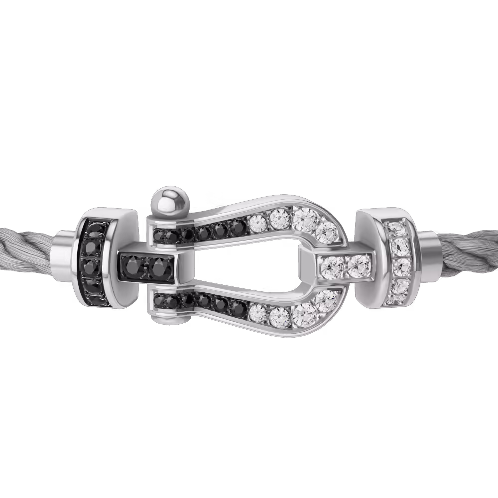 FORCE 10 BRACELET 18K WHITE GOLD AND BLACK AND WHITE DIAMONDS MEDIUM MODEL