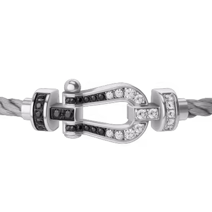 FORCE 10 BRACELET 18K WHITE GOLD AND BLACK AND WHITE DIAMONDS MEDIUM MODEL