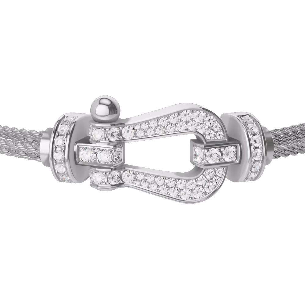 FORCE 10 BRACELET 18K WHITE GOLD AND DIAMONDS LARGE MODEL