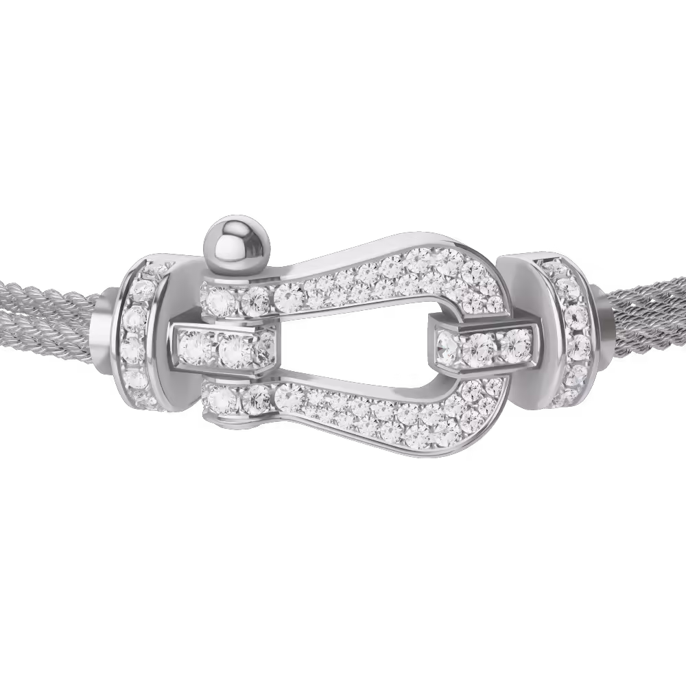 FORCE 10 BRACELET 18K WHITE GOLD AND DIAMONDS LARGE MODEL