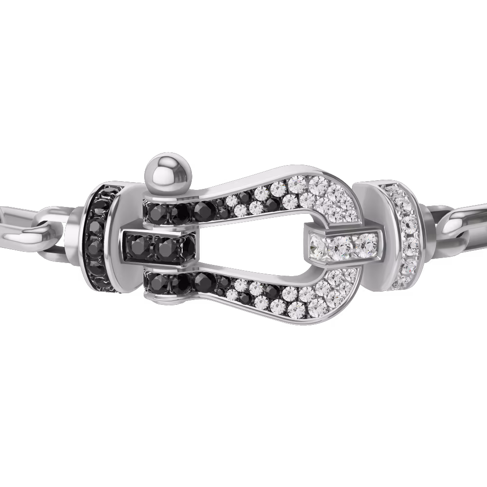 Force 10 bracelet 18k white gold and black and white diamonds large model