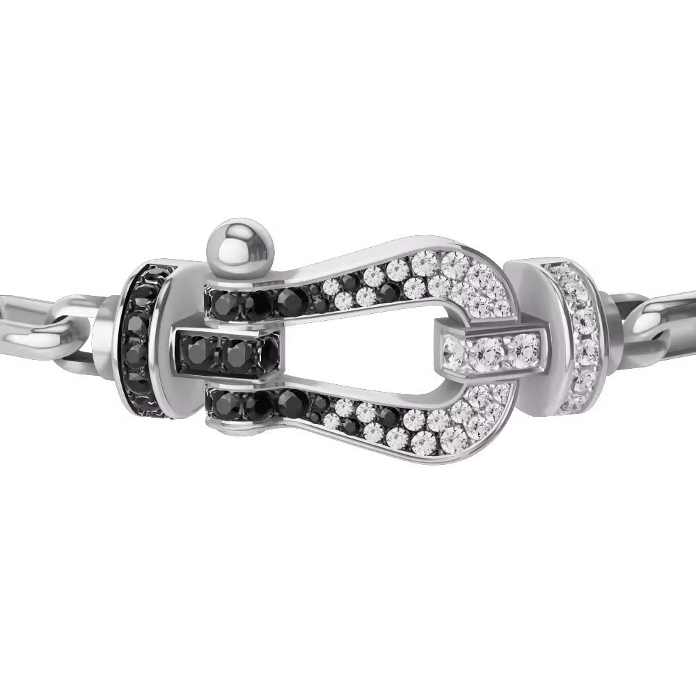 Force 10 bracelet 18k white gold and black and white diamonds large model