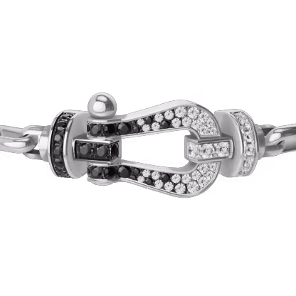 Force 10 bracelet 18k white gold and black and white diamonds large model
