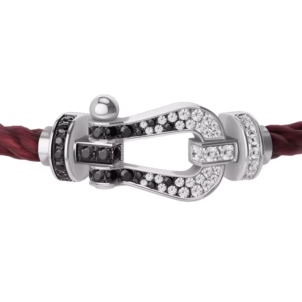 FORCE 10 BRACELET 18K WHITE GOLD AND BLACK AND WHITE DIAMONDS LARGE MODEL