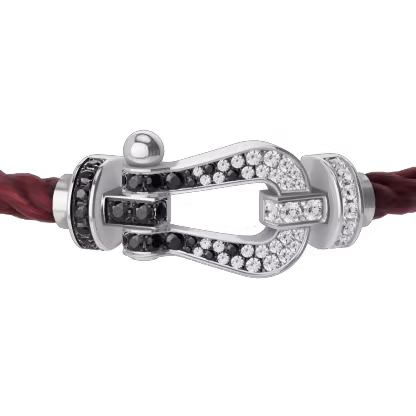 FORCE 10 BRACELET 18K WHITE GOLD AND BLACK AND WHITE DIAMONDS LARGE MODEL