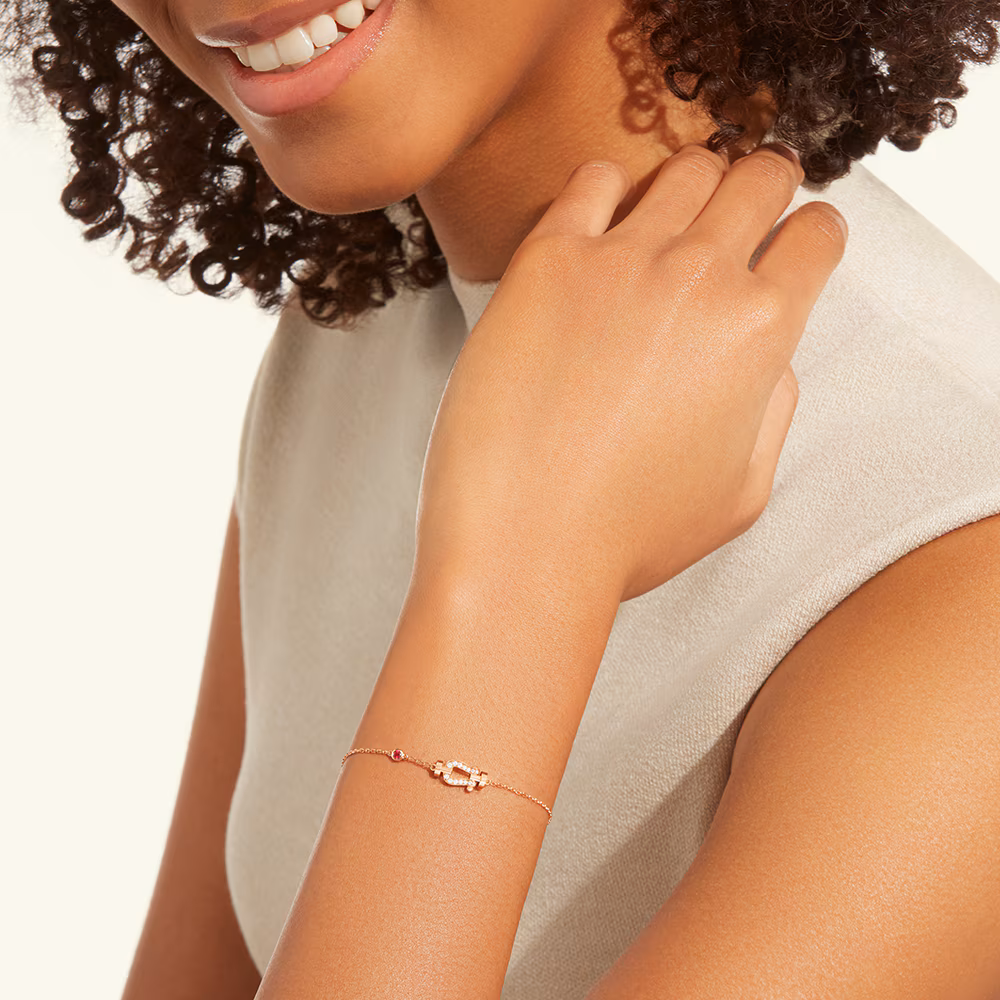 Force 10 bracelet 18k pink gold, diamonds, and ruby small model