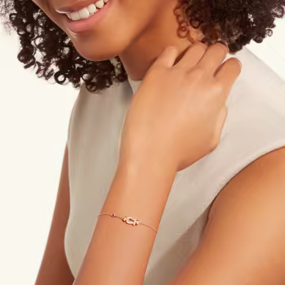 Force 10 bracelet 18k pink gold, diamonds, and ruby small model