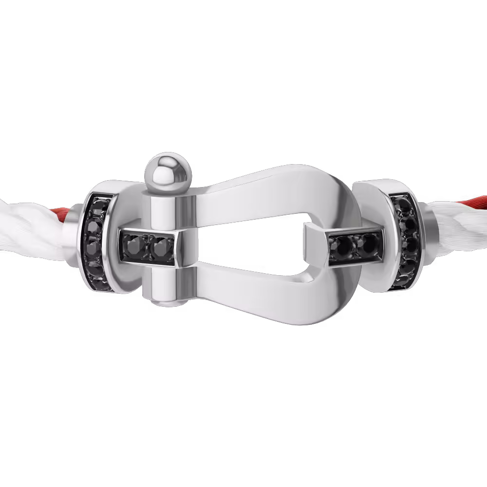 FORCE 10 BRACELET 18K WHITE GOLD AND BLACK DIAMONDS LARGE MODEL