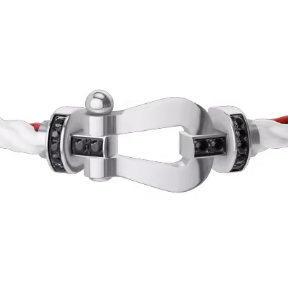 FORCE 10 BRACELET 18K WHITE GOLD AND BLACK DIAMONDS LARGE MODEL