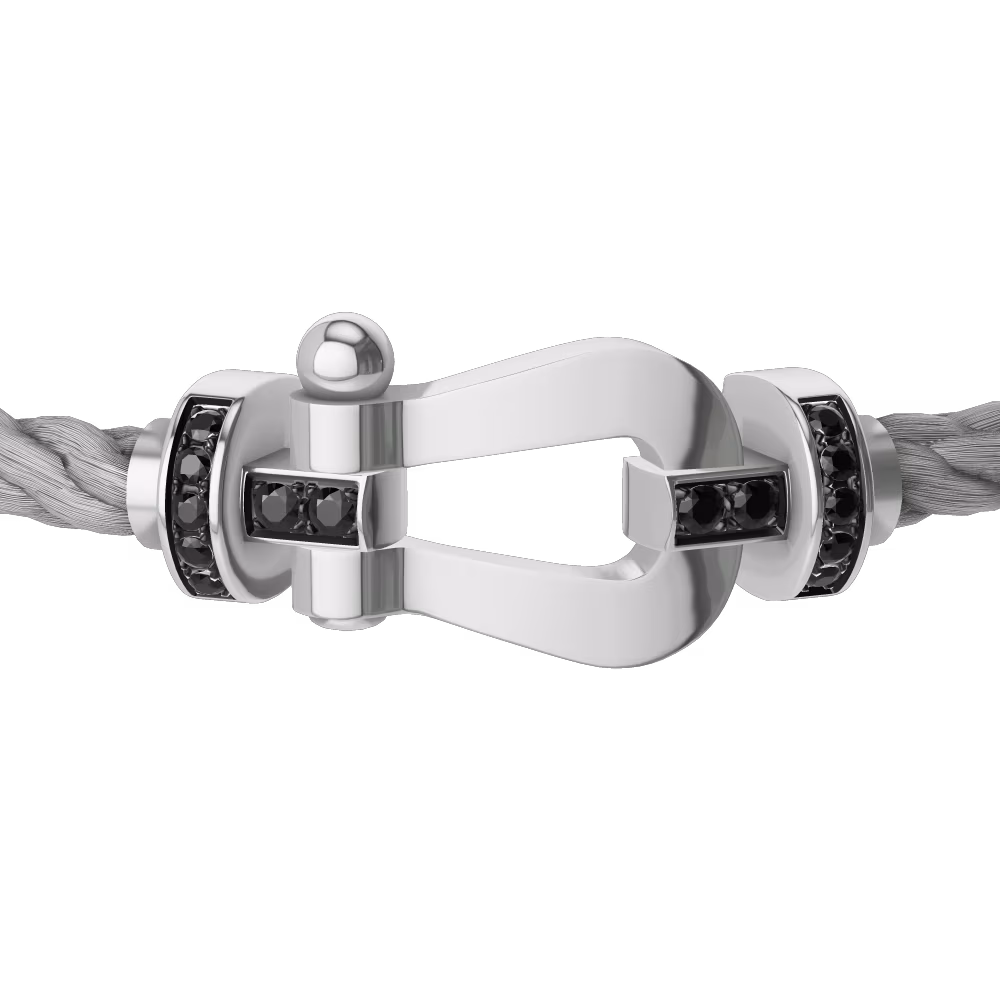 FORCE 10 BRACELET 18K WHITE GOLD AND BLACK DIAMONDS LARGE MODEL
