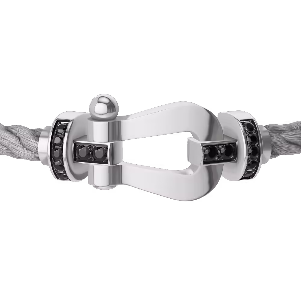 FORCE 10 BRACELET 18K WHITE GOLD AND BLACK DIAMONDS LARGE MODEL