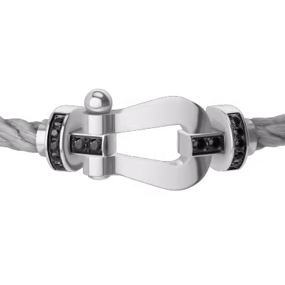 FORCE 10 BRACELET 18K WHITE GOLD AND BLACK DIAMONDS LARGE MODEL
