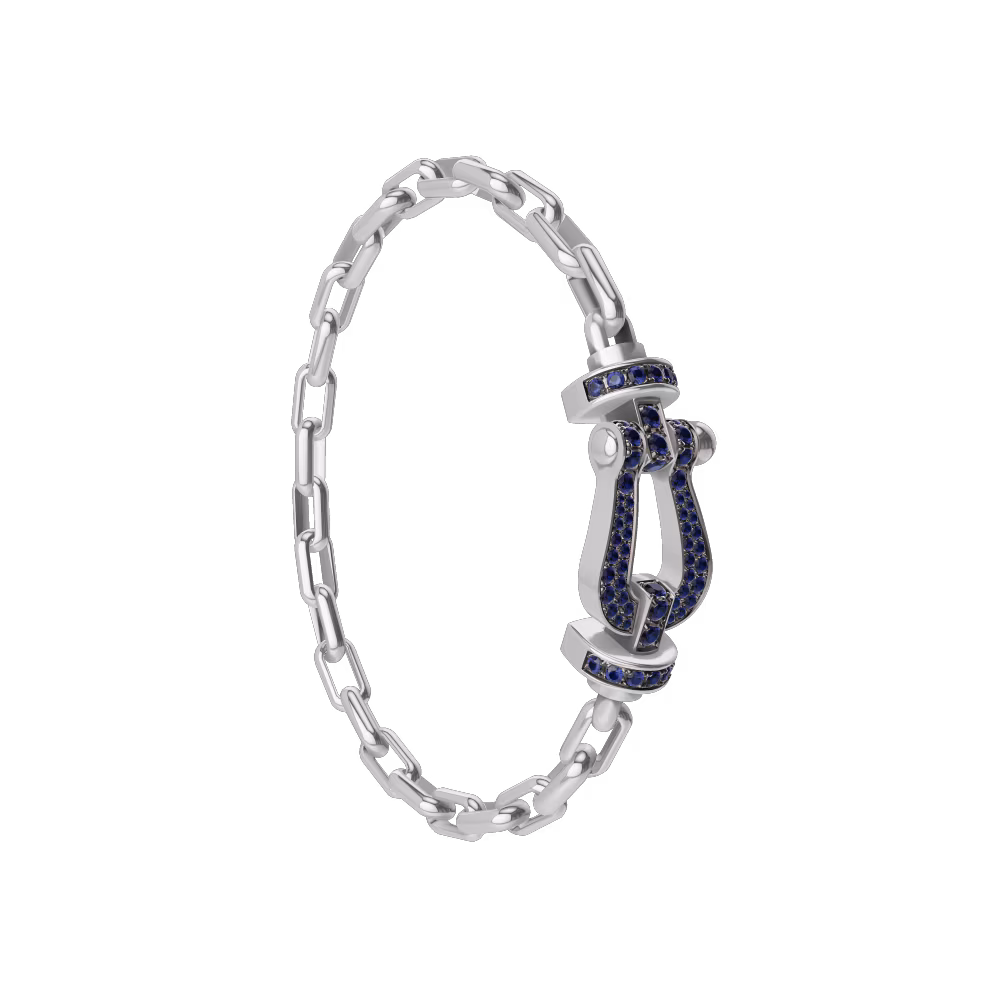 FORCE 10 BRACELET 18K WHITE GOLD AND BLUE SAPPHIRES LARGE MODEL