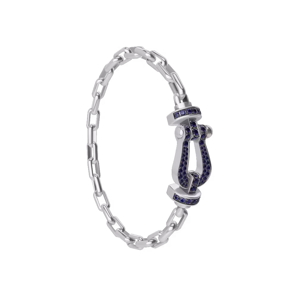 FORCE 10 BRACELET 18K WHITE GOLD AND BLUE SAPPHIRES LARGE MODEL