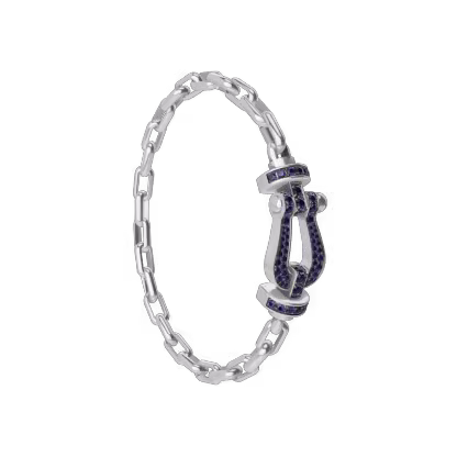 FORCE 10 BRACELET 18K WHITE GOLD AND BLUE SAPPHIRES LARGE MODEL