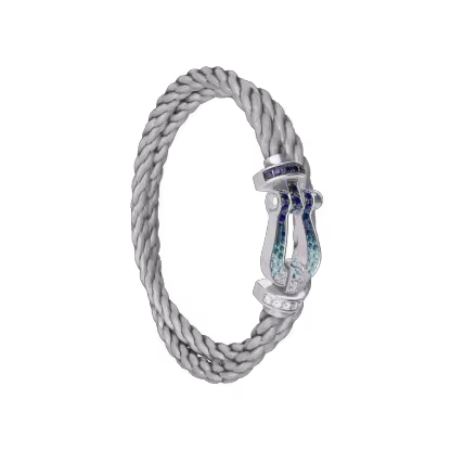 FORCE 10 BRACELET LARGE MODEL 18K WHITE GOLD DIAMOND PAVED AND COLORED STONES