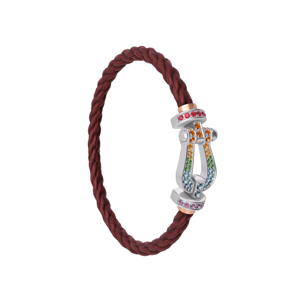 FORCE 10 BRACELET 18K WHITE GOLD AND COLORED STONES LARGE MODEL