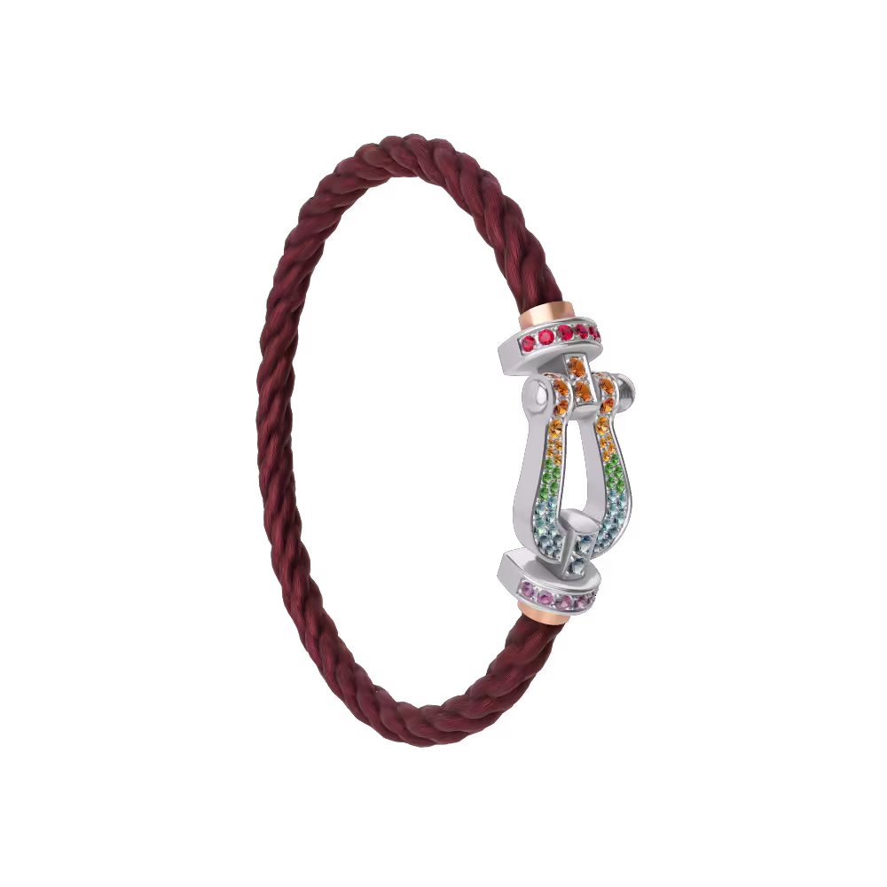 FORCE 10 BRACELET 18K WHITE GOLD AND COLORED STONES LARGE MODEL