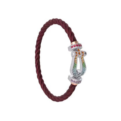 FORCE 10 BRACELET 18K WHITE GOLD AND COLORED STONES LARGE MODEL