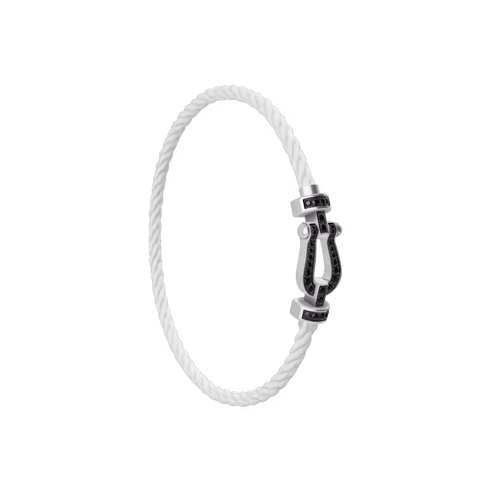 FORCE 10 BRACELET 18K WHITE GOLD AND BLACK DIAMONDS MEDIUM MODEL