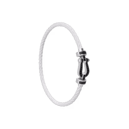 FORCE 10 BRACELET 18K WHITE GOLD AND BLACK DIAMONDS MEDIUM MODEL
