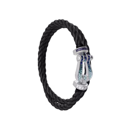 FORCE 10 BRACELET LARGE MODEL 18K WHITE GOLD DIAMOND PAVED AND COLORED STONES