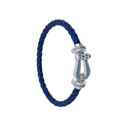FORCE 10 BRACELET LARGE MODEL 18K WHITE GOLD BLUE TOPAZ PAVED