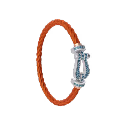 FORCE 10 BRACELET LARGE MODEL 18K WHITE GOLD BLUE TOPAZ PAVED