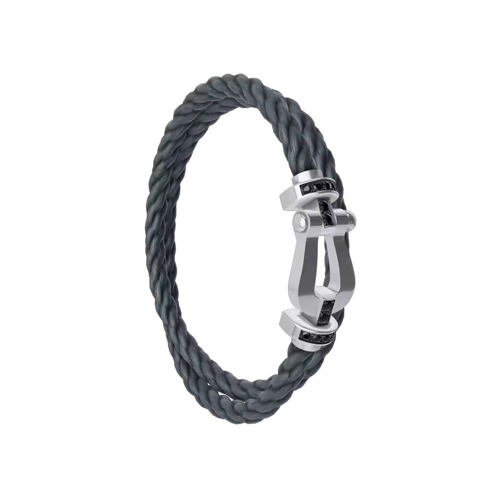 FORCE 10 BRACELET 18K WHITE GOLD AND BLACK DIAMONDS LARGE MODEL