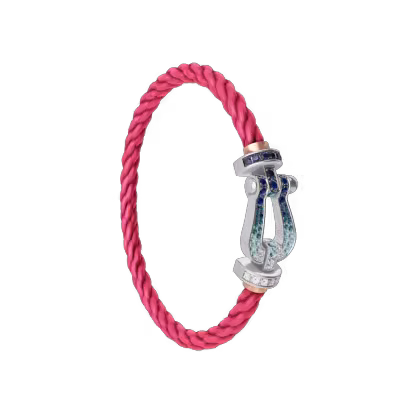 FORCE 10 BRACELET LARGE MODEL 18K WHITE GOLD DIAMOND PAVED AND COLORED STONES