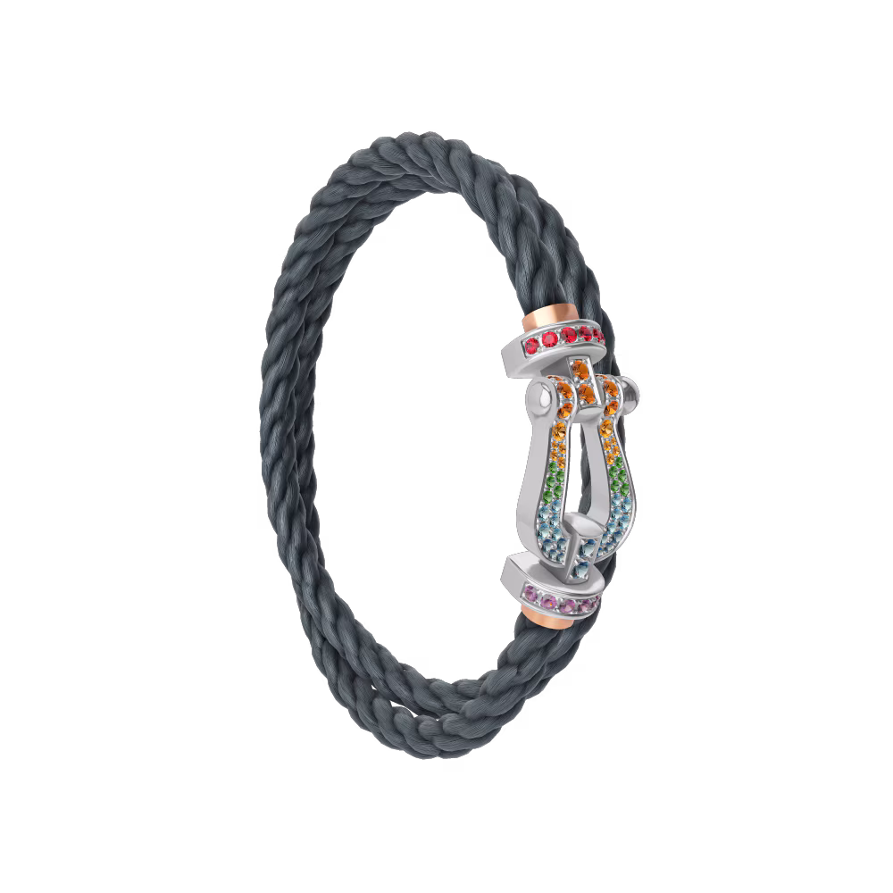 FORCE 10 BRACELET 18K WHITE GOLD AND COLORED STONES LARGE MODEL