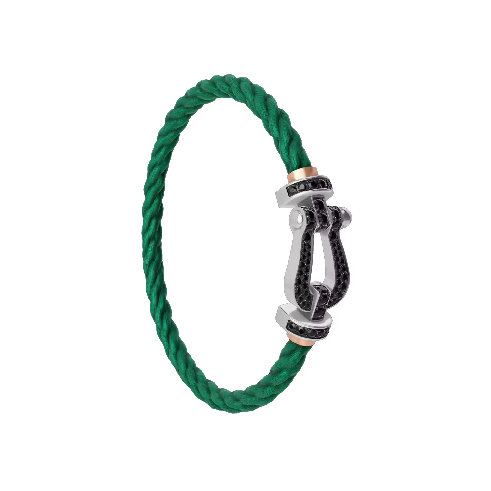 FORCE 10 BRACELET 18K WHITE GOLD AND BLACK DIAMONDS LARGE MODEL