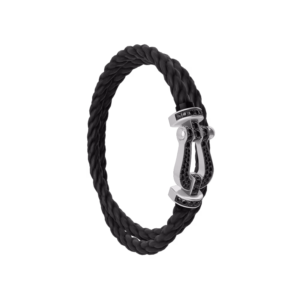 Force 10 bracelet 18k white gold and black diamonds large model
