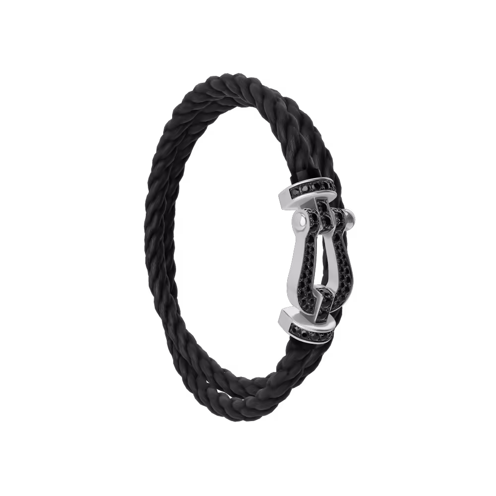 Force 10 bracelet 18k white gold and black diamonds large model