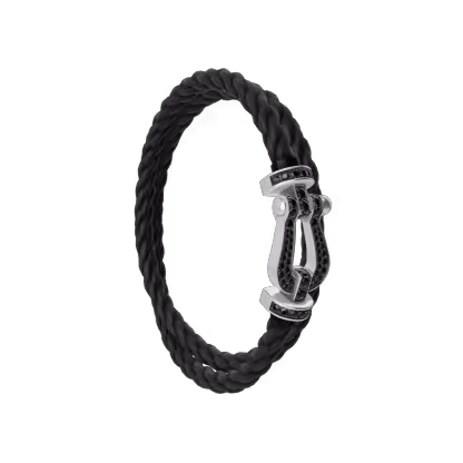 Force 10 bracelet 18k white gold and black diamonds large model