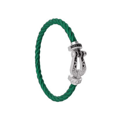 FORCE 10 BRACELET 18K WHITE GOLD AND BLACK AND WHITE DIAMONDS LARGE MODEL