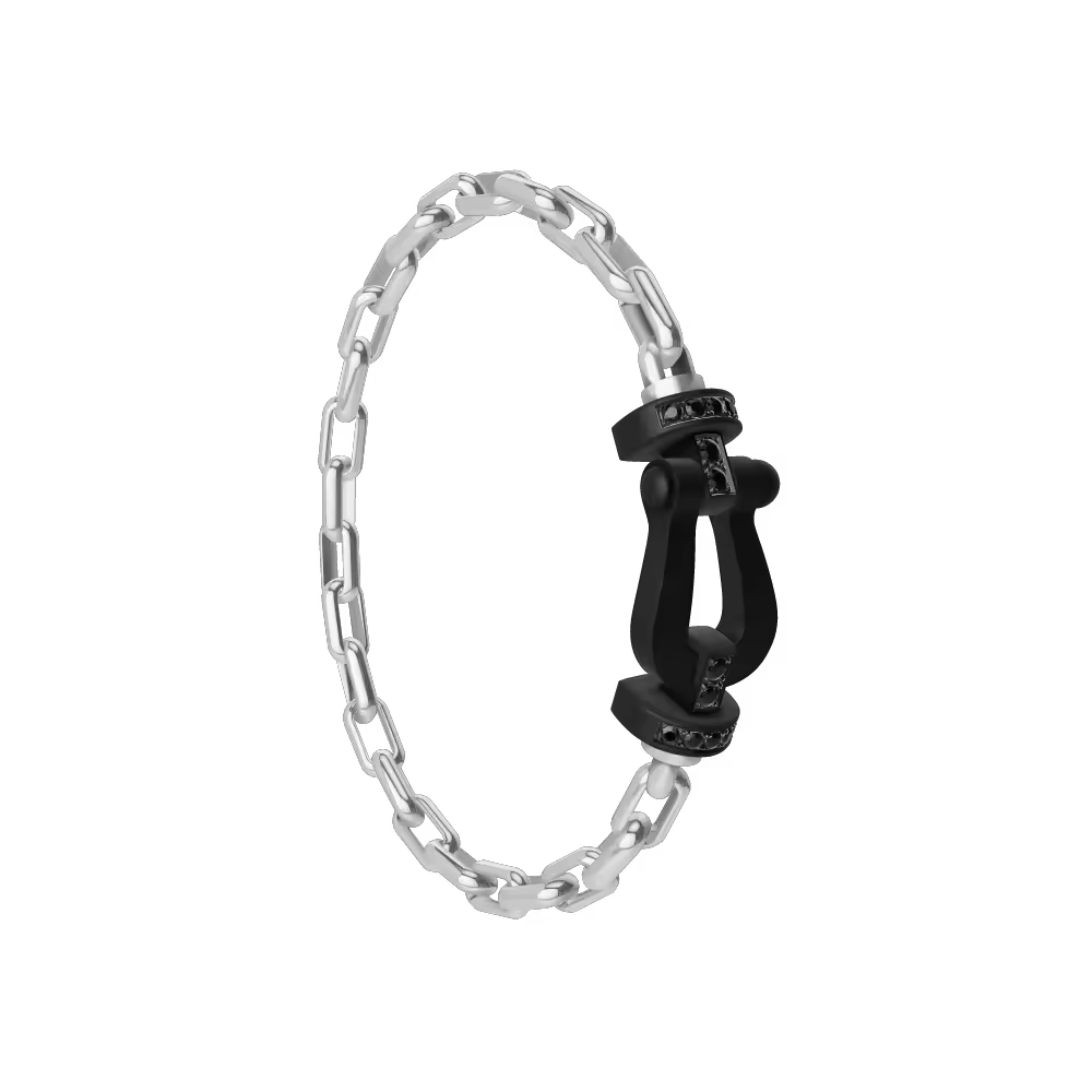 FORCE 10 BRACELET BLACK TITANIUM AND BLACK DIAMONDS LARGE MODEL