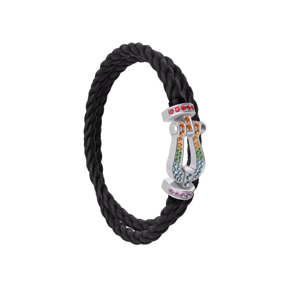 FORCE 10 BRACELET 18K WHITE GOLD AND COLORED STONES LARGE MODEL