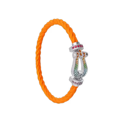 FORCE 10 BRACELET 18K WHITE GOLD AND COLORED STONES LARGE MODEL