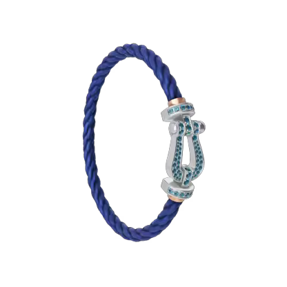 FORCE 10 BRACELET LARGE MODEL 18K WHITE GOLD BLUE TOPAZ PAVED