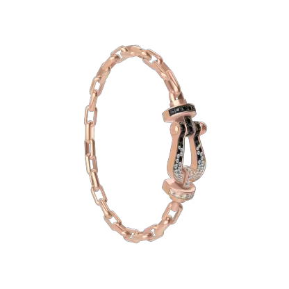 FORCE 10 BRACELET 18K PINK GOLD AND BLACK AND WHITE DIAMONDS LARGE MODEL