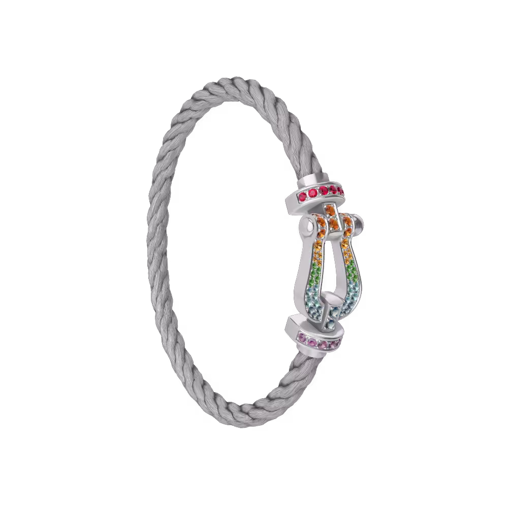 FORCE 10 BRACELET 18K WHITE GOLD AND COLORED STONES LARGE MODEL