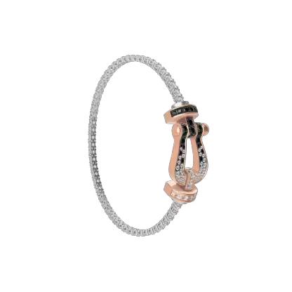 FORCE 10 BRACELET 18K PINK GOLD AND BLACK AND WHITE DIAMONDS LARGE MODEL