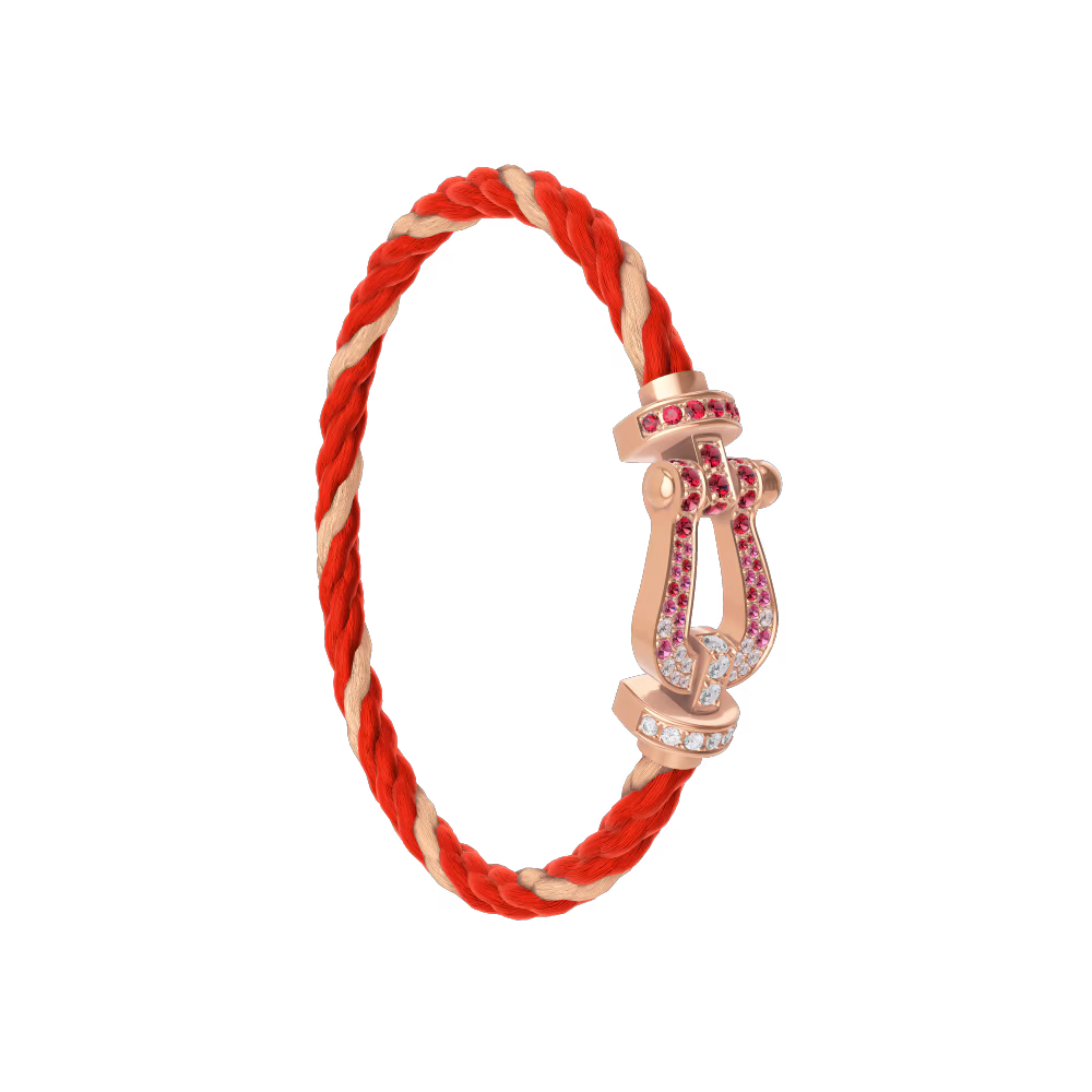 FORCE 10 BRACELET 18K PINK GOLD AND SAPPHIRE, RUBIES, DIAMONDS LARGE MODEL